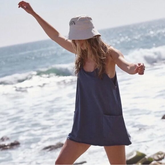 Free People Hot Shot Mini Dress Blue Indigo size Large - Picture 4 of 13